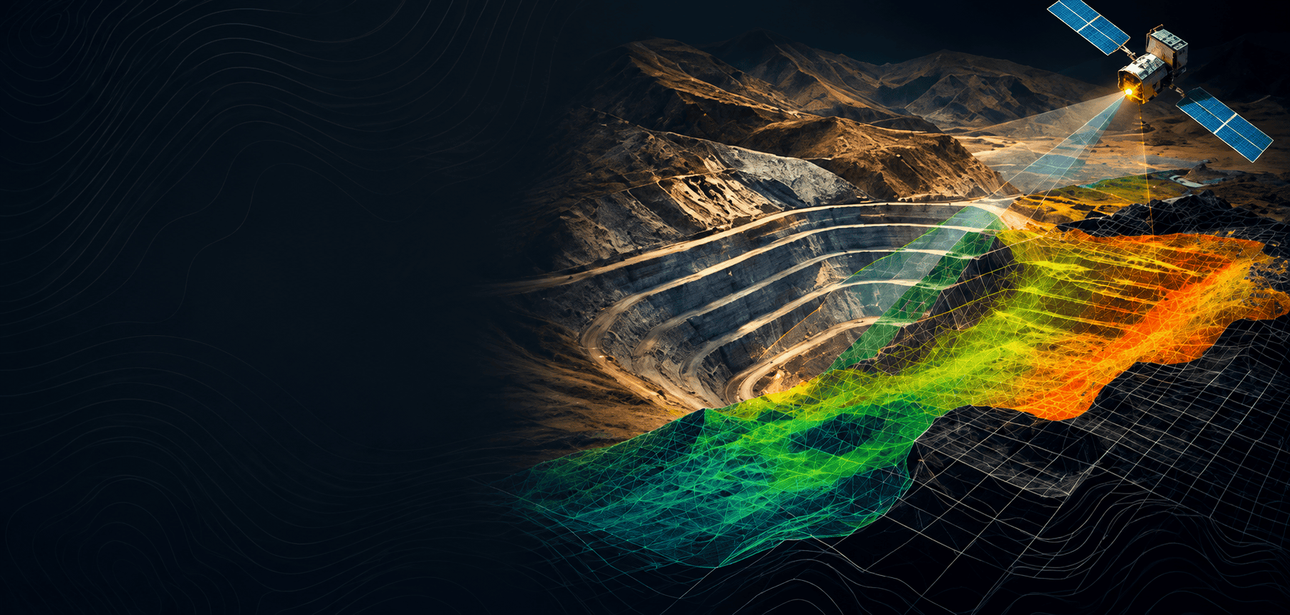 Satellite mapping and 3D geospatial analysis of a mining site