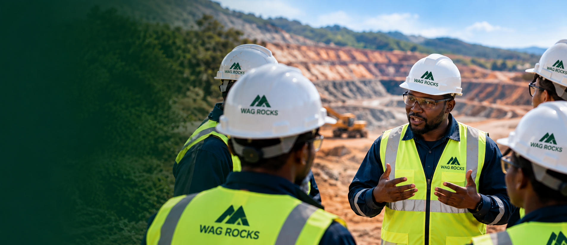 Mining professionals conducting a training session at an open-pit mine